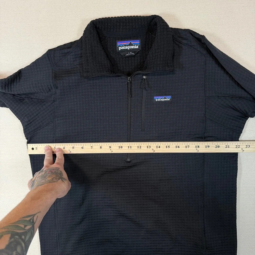 Patagonia R1 Pullover Mens Large Black Grid Waffle Fleece Half Zip 40110
